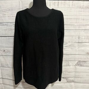 Market & Spruce Black Crew Neck Sweater with Zippered Back